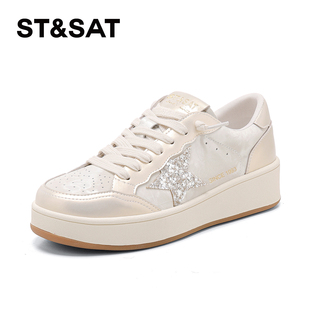 运动小白鞋 星期六星星亮钻百搭休闲鞋 板鞋 皮面时尚 女2026新款 春季