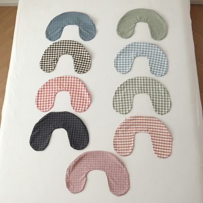 纯棉水洗棉U形枕套可拆洗护颈套