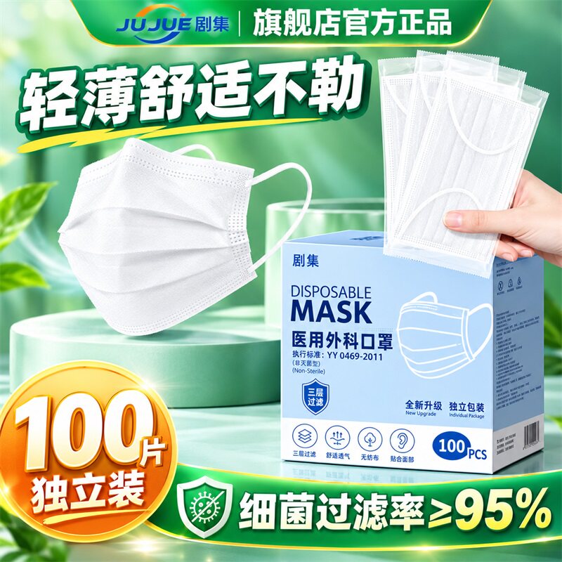 剧集成人医用外科口罩独立装图片