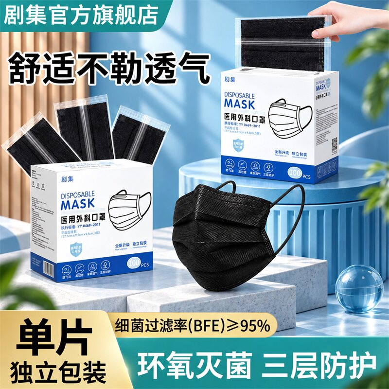 剧集医用外科口罩三层灭菌独立装										