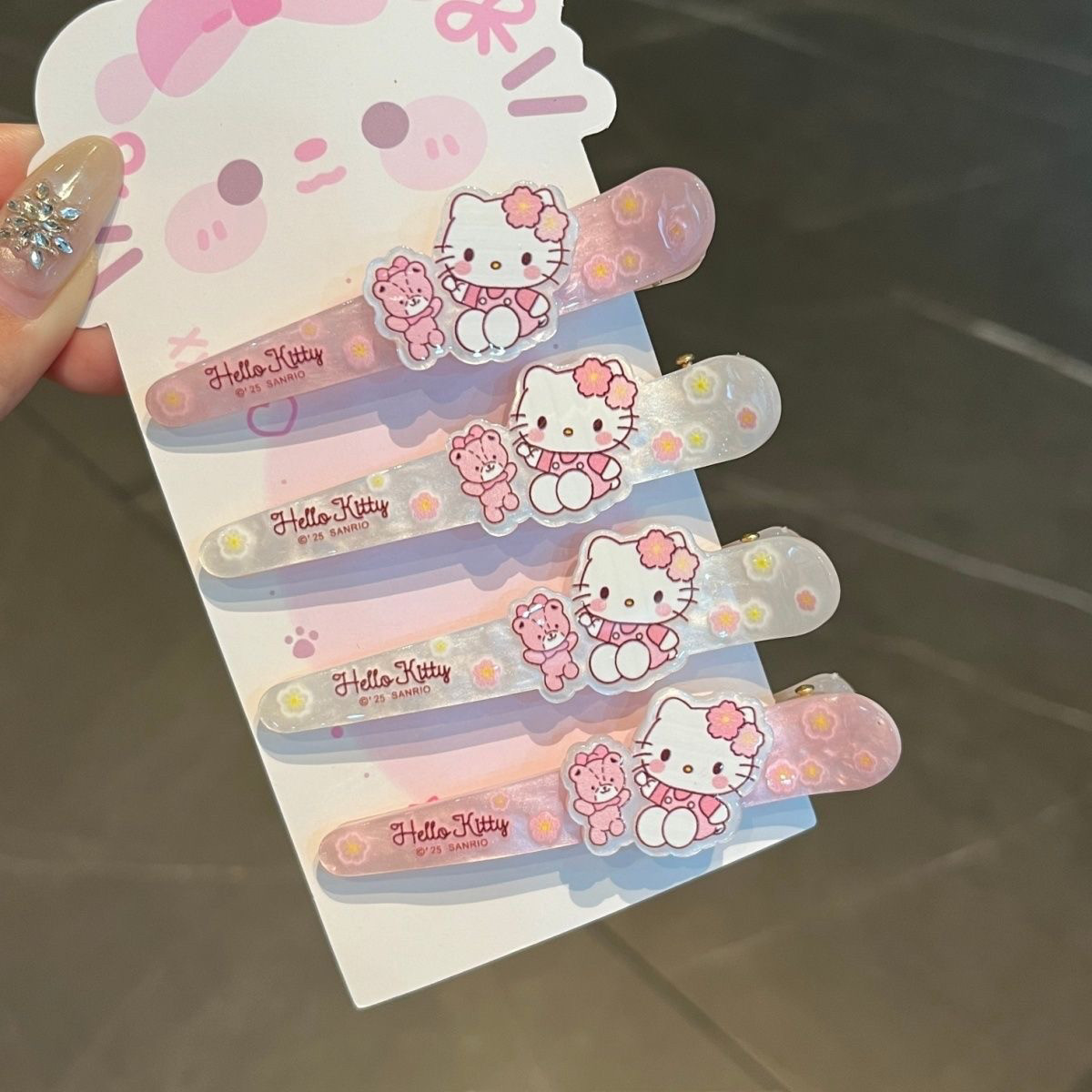 可爱樱花hello kitty猫鸭嘴夹卡通小熊少女心刘海夹甜美ins风发夹