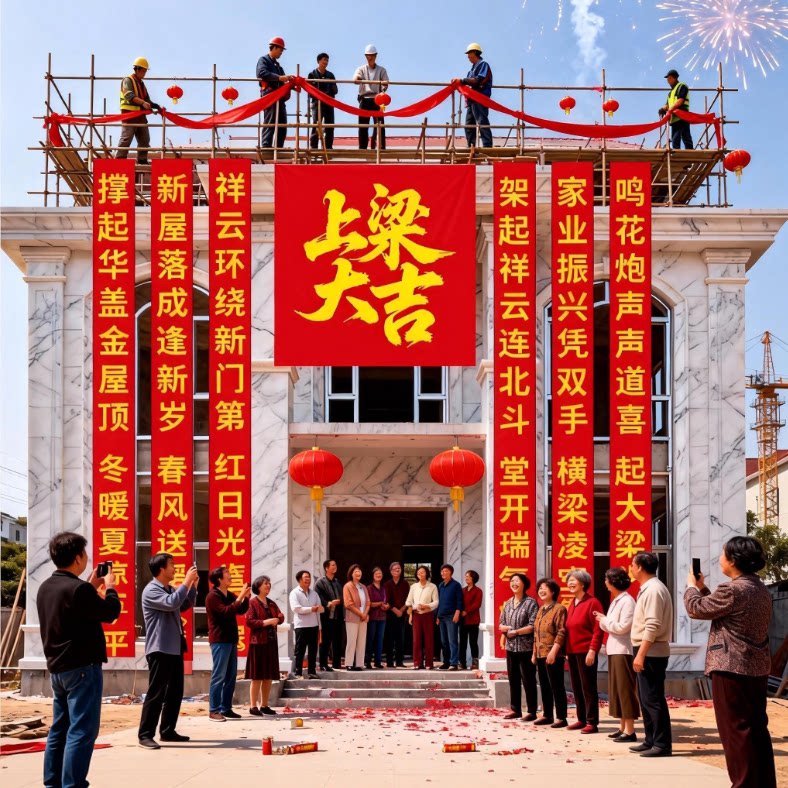 农村自建房子上梁大吉条幅挂布