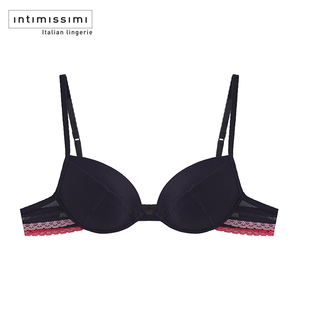 Intimissimi意舒漫黑色蕾丝边文胸女士内衣文胸3/4杯奶罩胸罩正品