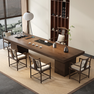 宋代美学实木大板茶桌办公桌一体两用新中式禅意茶台2025新款高端