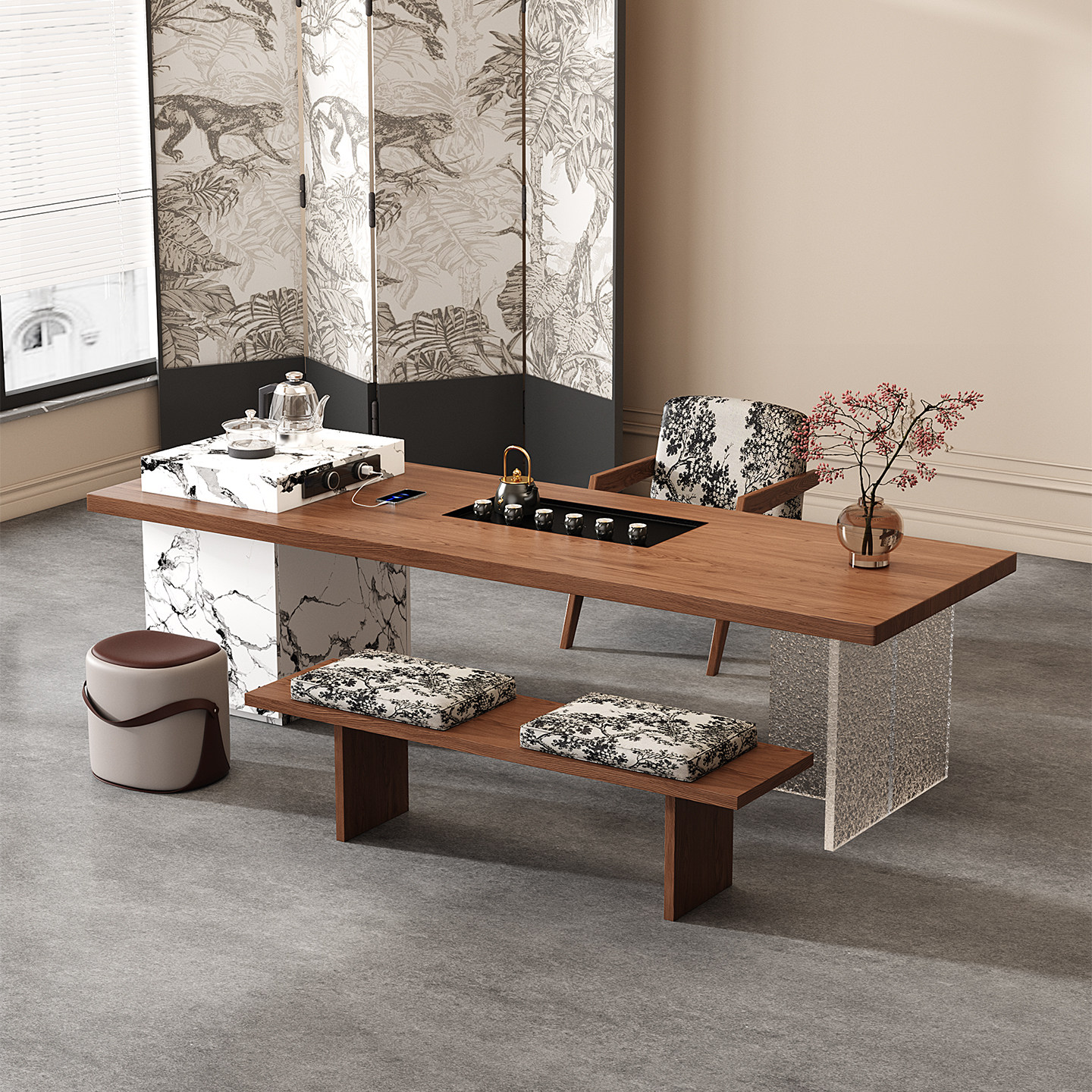 岛台茶桌椅组合办公室实木大板茶台客厅家用轻奢现代高级感喝茶桌,住宅家具,家用茶台/茶桌,淘宝优惠券,粉丝福利购,淘宝优惠卷