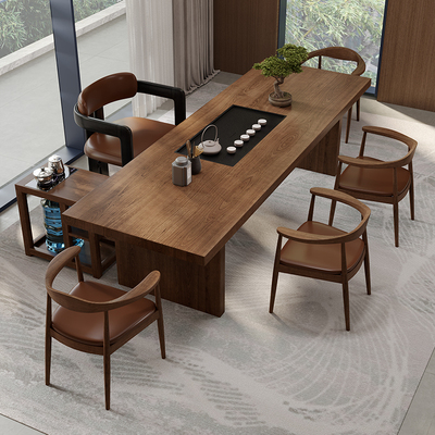 实木茶桌烧水壶一体泡茶桌椅组合