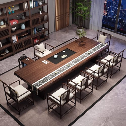 新中式大板茶桌实木泡茶茶几桌椅