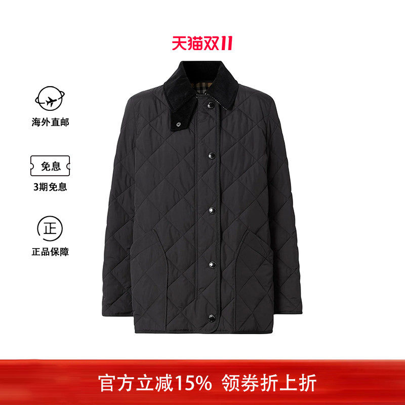 博柏利女士经典菱格外套棉服