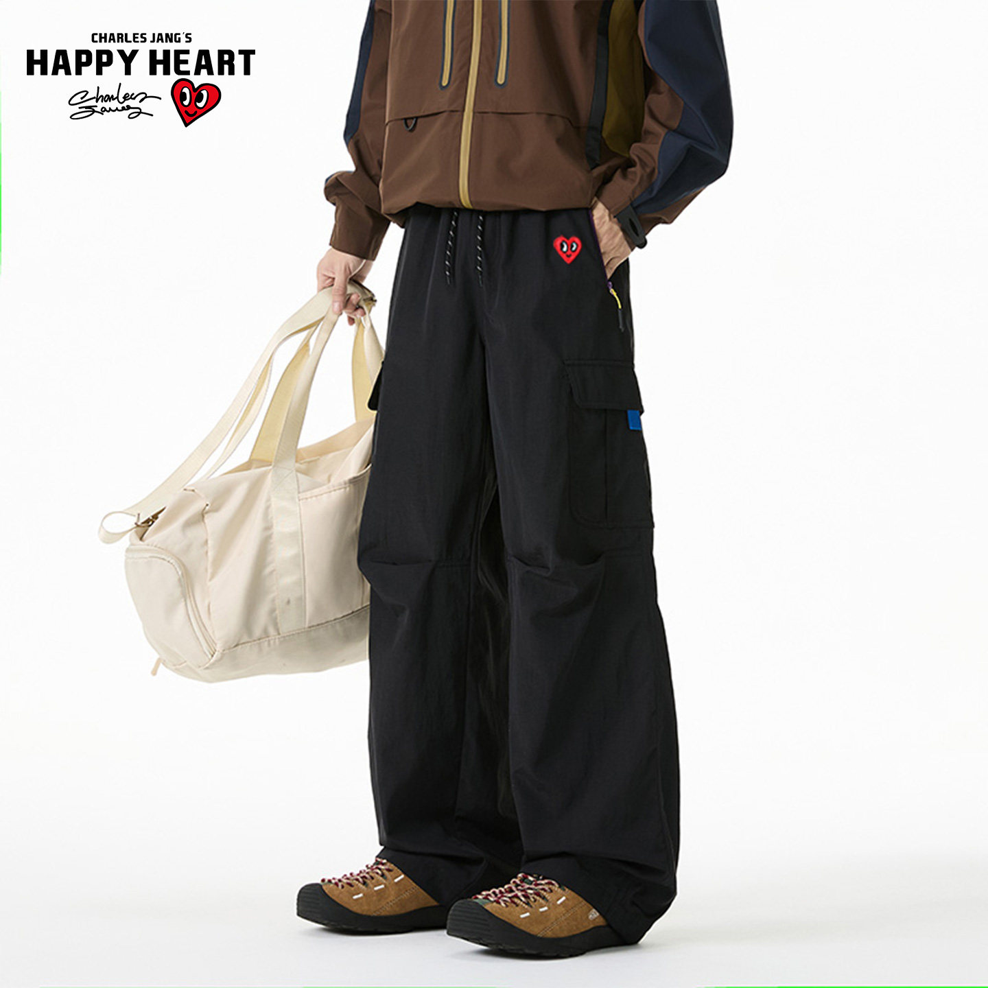 查尔斯桃心新款户外运动风纯色多口袋工装裤男女同款百搭直筒长裤,男装,休闲裤,淘宝优惠券,粉丝福利购,淘宝优惠卷