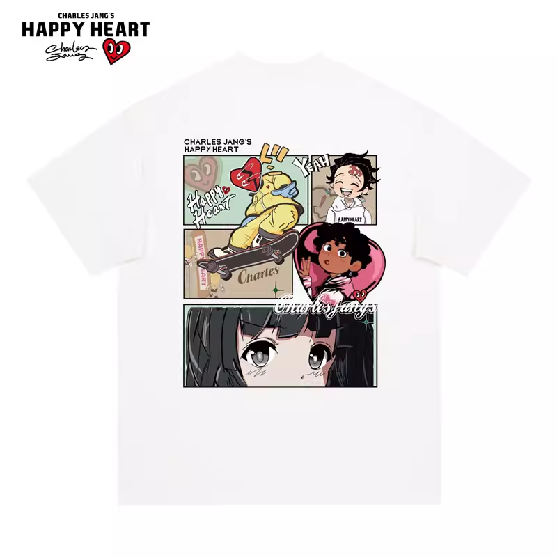 查尔斯桃心无性别短袖T恤