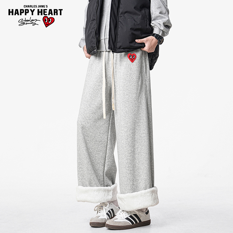 查尔斯桃心爱心加厚休闲裤