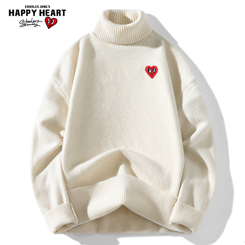 查尔斯桃心爱心高领毛衣
