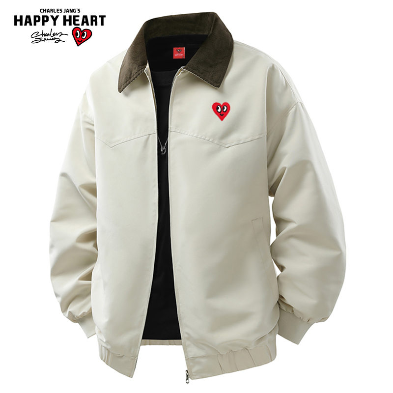 查尔斯桃心 2025年春季新款翻领夹克男撞色休闲透气教练服外套