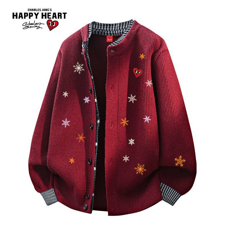 查尔斯桃心红色马年假两件拼接格子雪花情侣休闲百搭针织开衫毛衣,男装,针织衫/毛衣,淘宝优惠券,粉丝福利购,淘宝优惠卷
