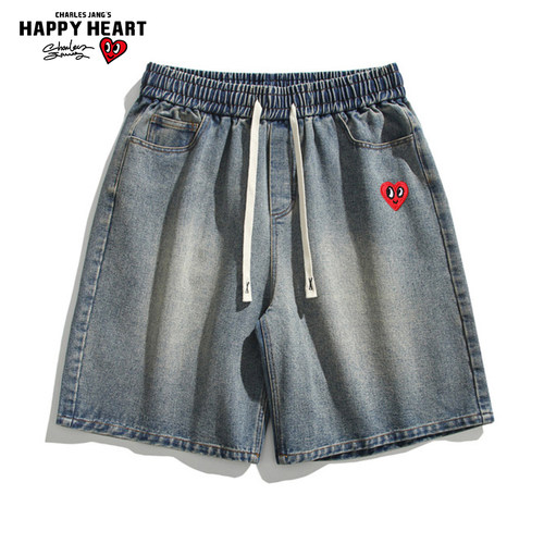 查尔斯桃心爱心休闲牛仔裤