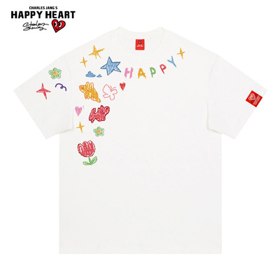 查尔斯桃心纯棉百搭短袖t恤男