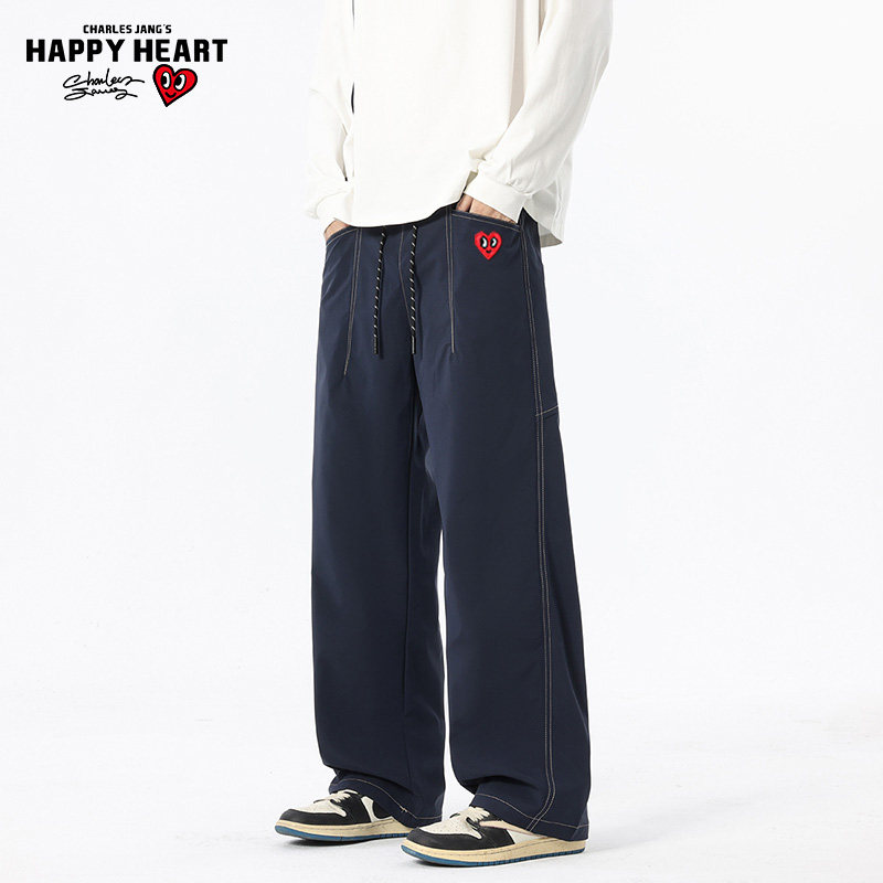 查尔斯桃心 裤子男秋冬季新款宽松阔腿直筒潮牌百搭垂感休闲长裤,男装,休闲裤,淘宝优惠券,粉丝福利购,淘宝优惠卷