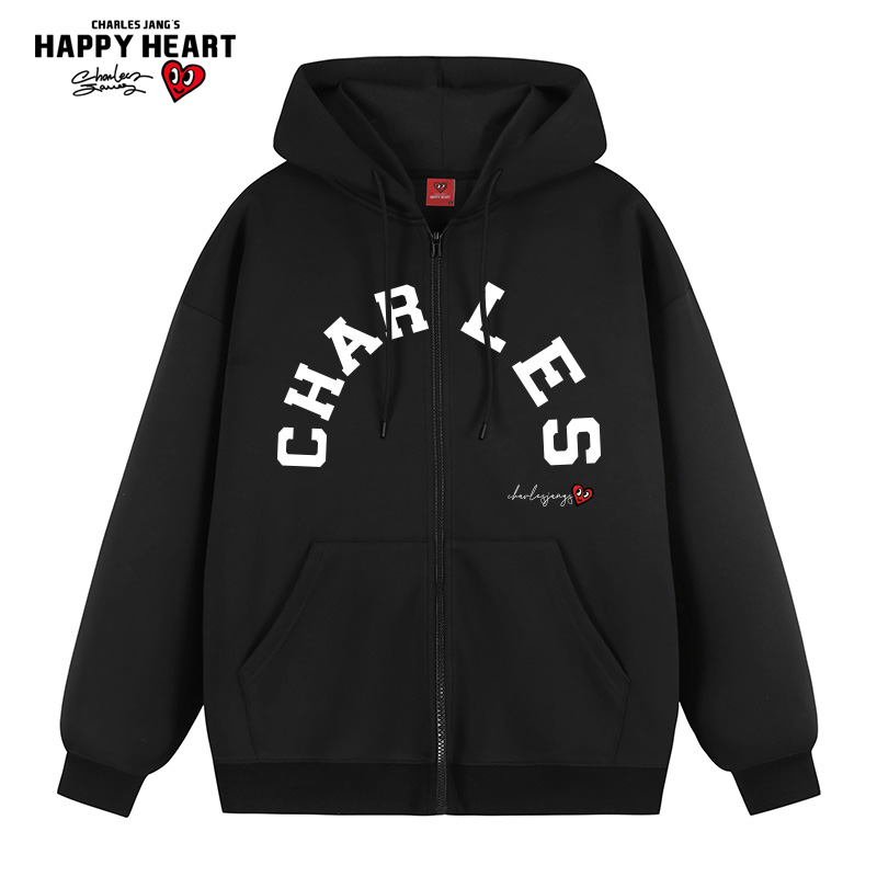 查尔斯桃心无性别连帽开衫卫衣