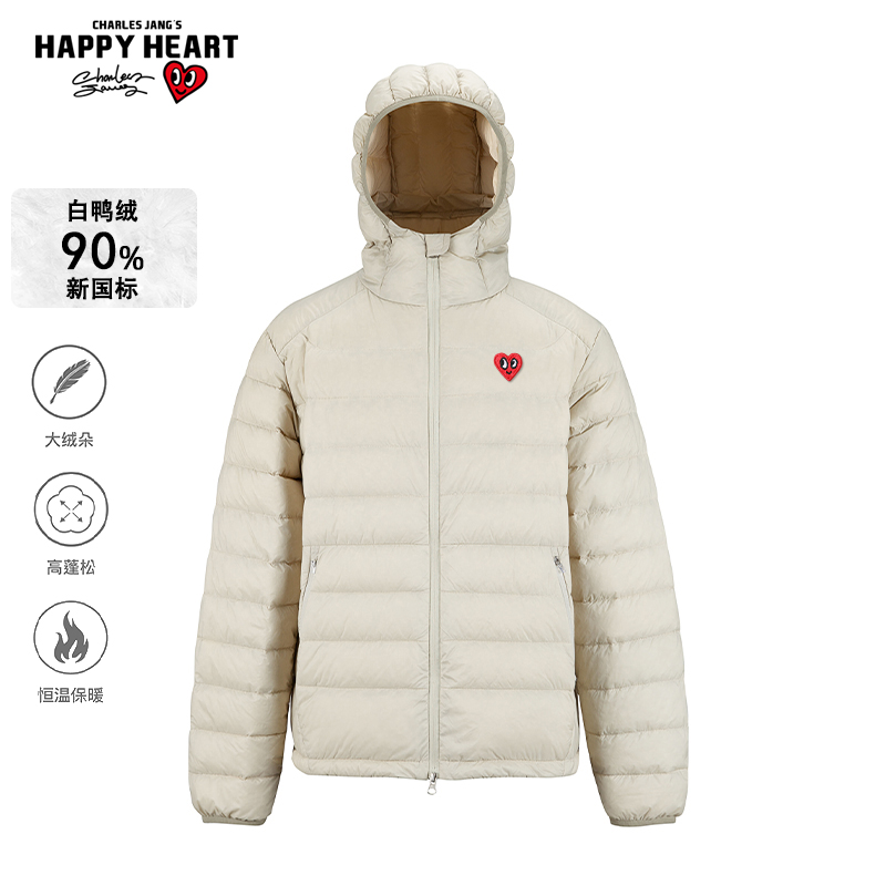 查尔斯桃心排骨羽绒服男连帽外套