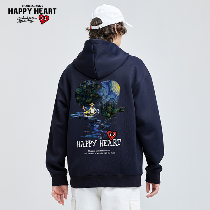 查尔斯桃心无性别连帽卫衣