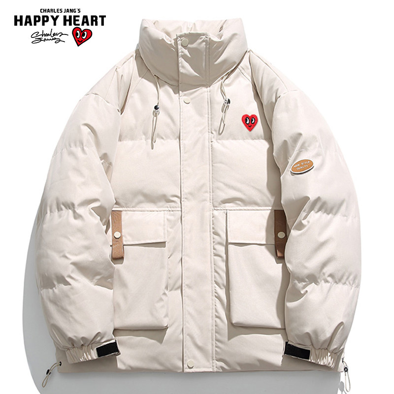 查尔斯桃心工装立领棉服加厚