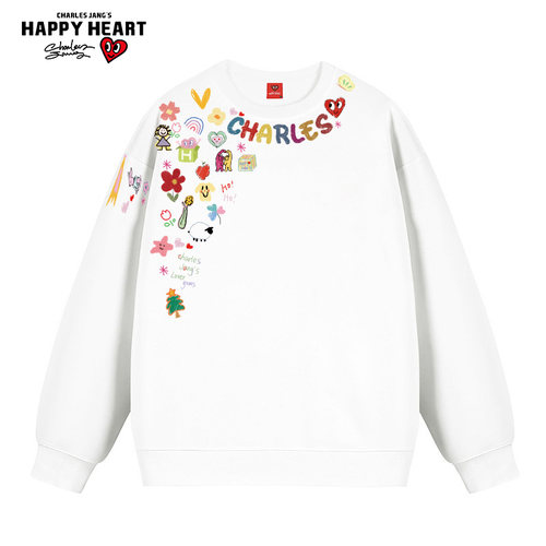 查尔斯桃心卡通涂鸦印花卫衣男