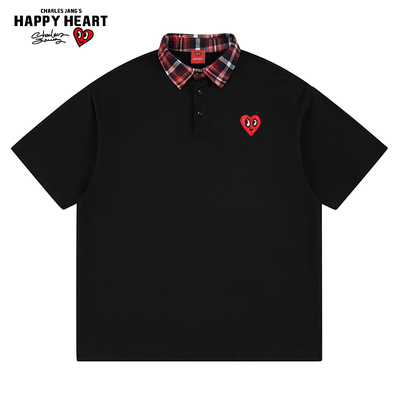 查尔斯桃心 Polo衫男2025春夏季新款宽松情侣polo领短袖插色休闲