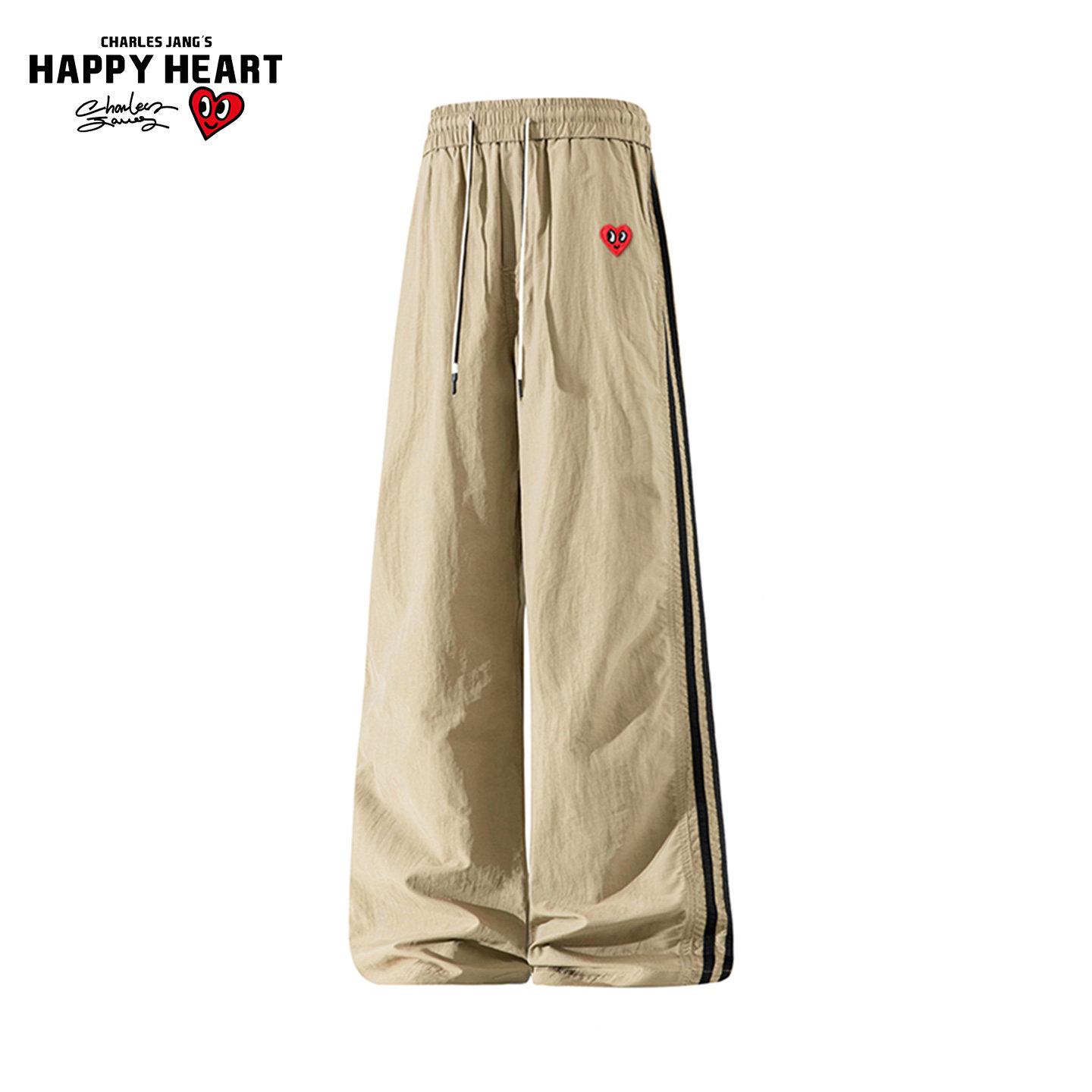 查尔斯桃心潮流时尚条纹休闲裤男女同款户外运动宽松百搭直筒长裤,男装,休闲裤,淘宝优惠券,粉丝福利购,淘宝优惠卷