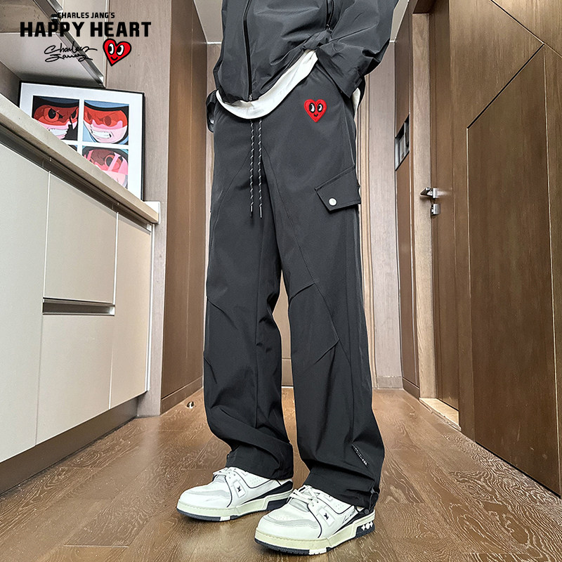 查尔斯桃心 美式工装裤男春秋季宽松阔腿2025新款伞兵休闲长裤子,男装,休闲裤,淘宝优惠券,粉丝福利购,淘宝优惠卷