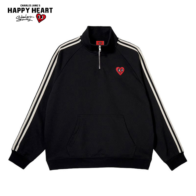 查尔斯桃心半拉链立领情侣卫衣男