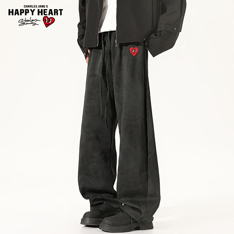 查尔斯桃心美式复古扎染休闲裤