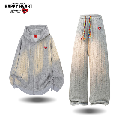 查尔斯桃心美式提花两件套装男