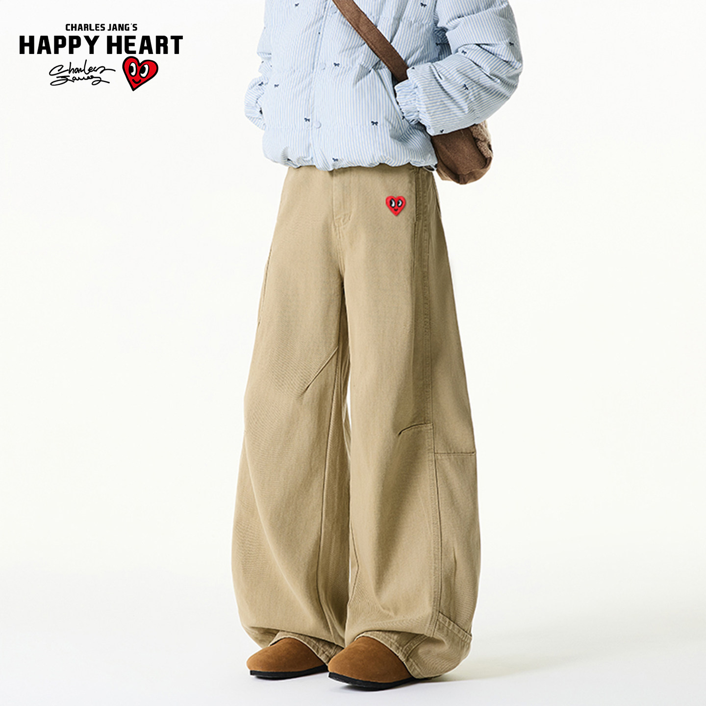 查尔斯桃心复古纯棉水洗裤子男春秋季新款宽松直筒垂感休闲长裤潮,男装,休闲裤,淘宝优惠券,粉丝福利购,淘宝优惠卷