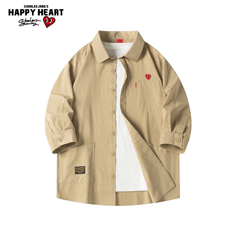 查尔斯桃心翻领长袖爱心