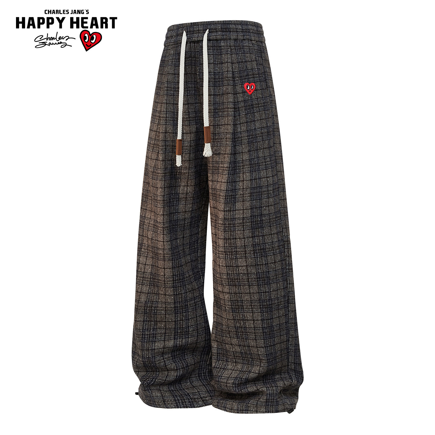 查尔斯桃心美式格子休闲裤男款春秋季宽松大码直筒运动阔腿长裤子,男装,休闲裤,淘宝优惠券,粉丝福利购,淘宝优惠卷