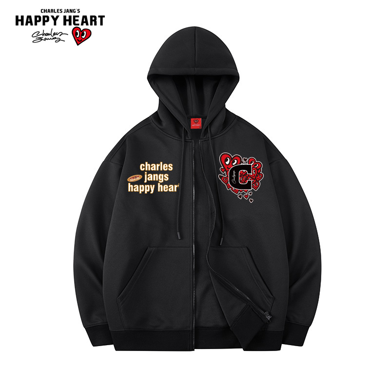 查尔斯桃心字母印花开衫卫衣男