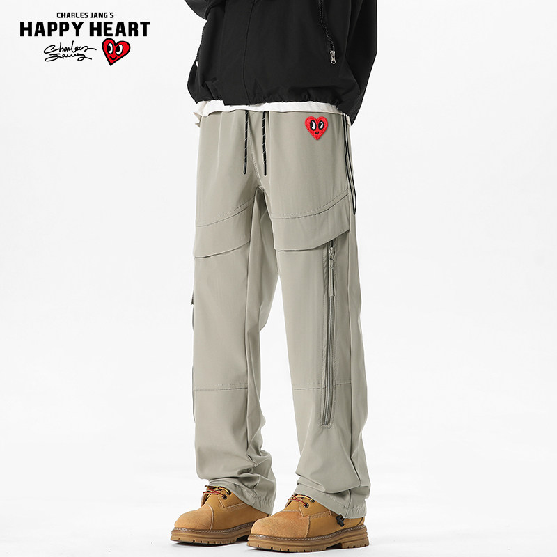 查尔斯桃心 户外拉链机能冲锋裤男春秋冬季防风防水登山直筒长裤