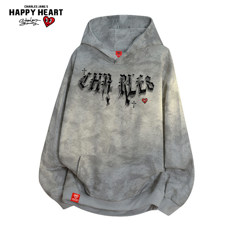 查尔斯桃心字母印花卫衣男连帽