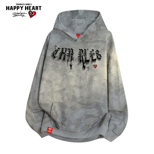 查尔斯桃心字母印花卫衣男连帽