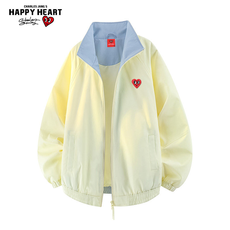 查尔斯桃心 防风立领运动夹克男2026春秋季撞色宽松休闲情侣外套