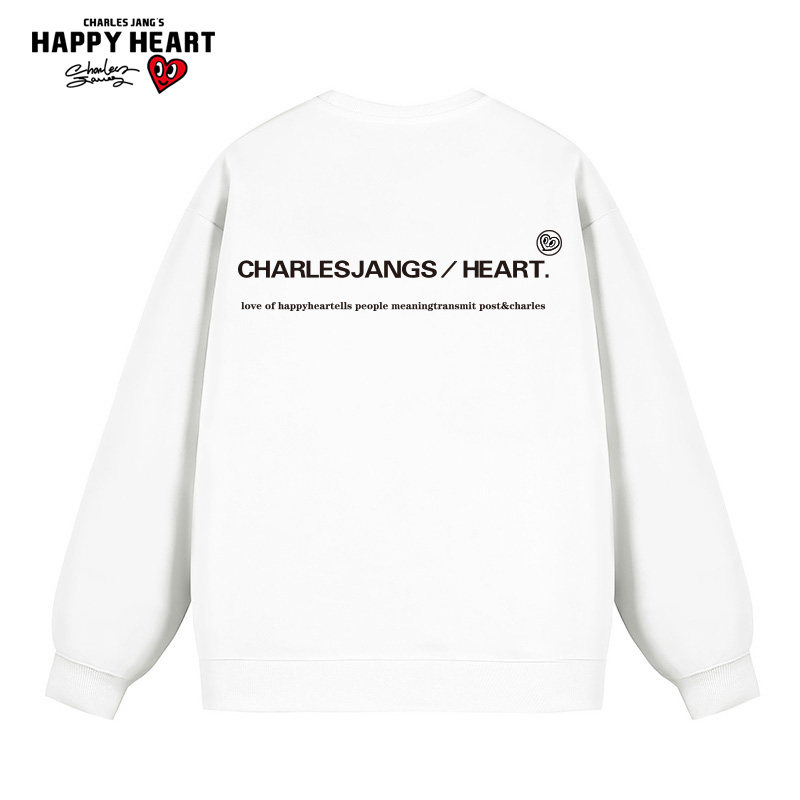 查尔斯桃心 美式圆领卫衣男2026春秋季字母印花情侣套头长袖内搭