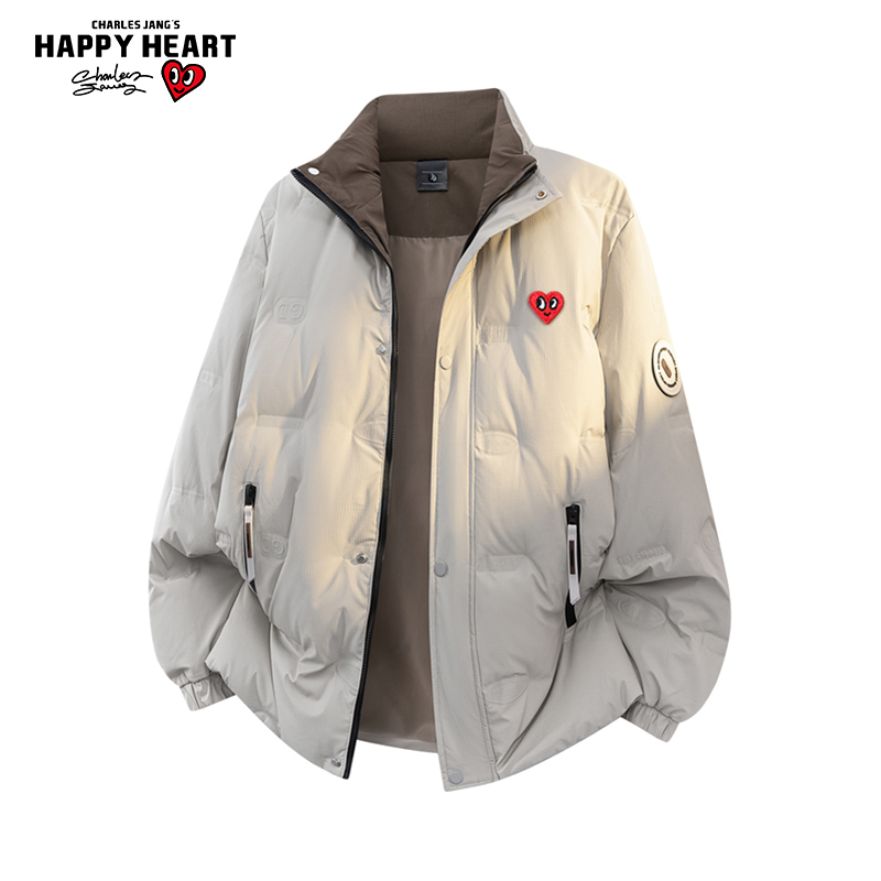 查尔斯桃心美式立领羽绒服男士冬季新款宽松