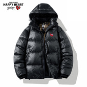 爱心黑色冬装 查尔斯桃心 加厚保暖外套2026新款 冬季 羽绒服男短款
