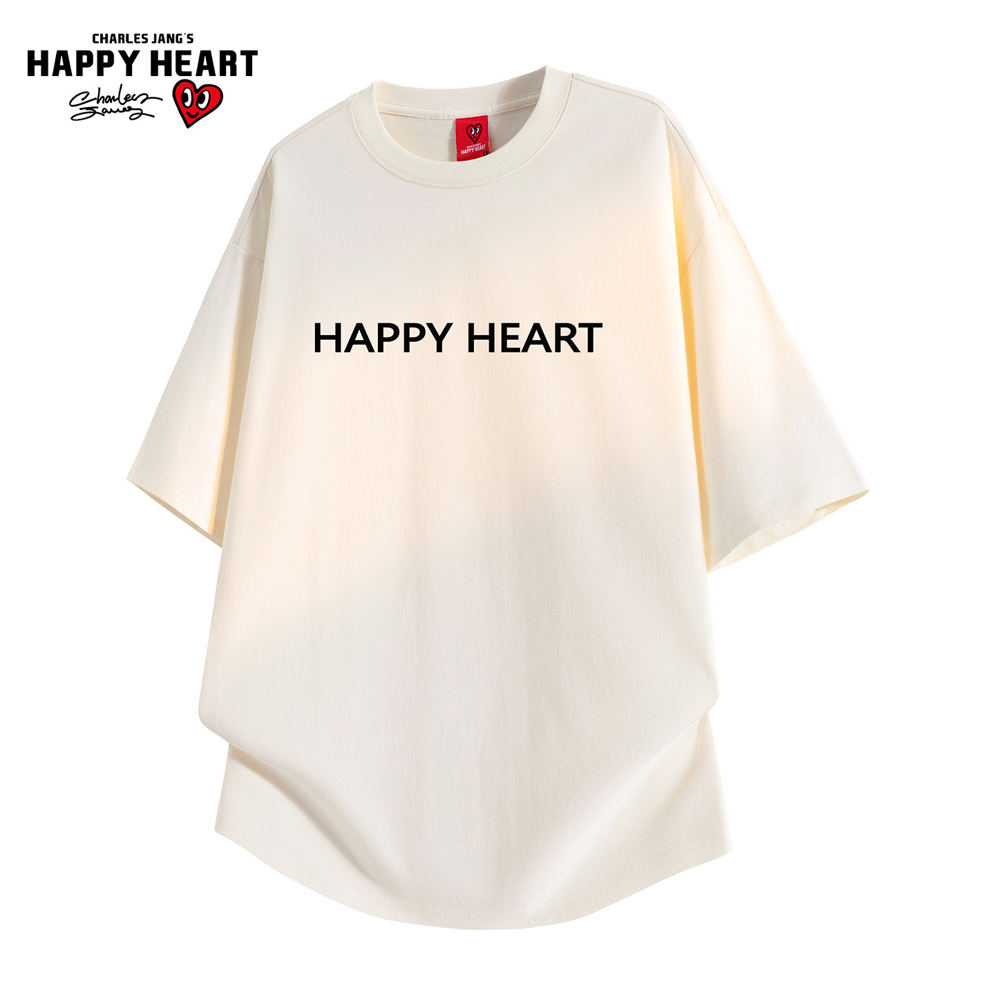 查尔斯桃心2026新款纯棉短袖T恤男夏季字母印花纯色简约圆领上衣