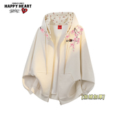 冬季 查尔斯桃心花卉字母印花开衫 加绒加厚卫衣服男女新款 休闲外套