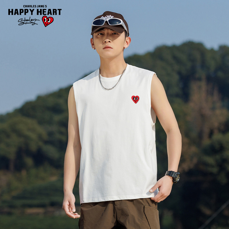 查尔斯桃心 健身运动纯色背心男款2026年夏季无袖坎肩跑步篮球T恤