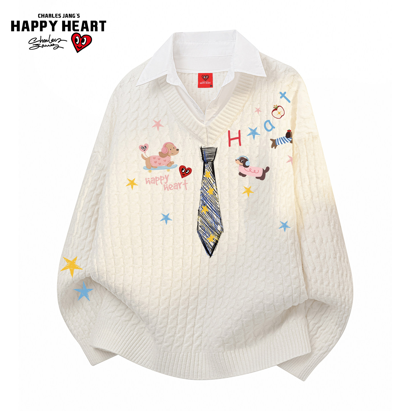 查尔斯桃心假两件腊肠狗领带印花毛衣男女潮牌新款百搭情侣针织衫,男装,针织衫/毛衣,淘宝优惠券,粉丝福利购,淘宝优惠卷