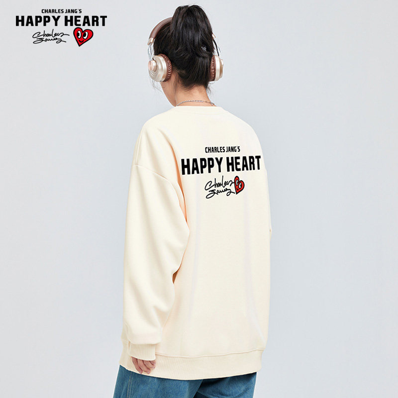 查尔斯桃心 圆领卫衣男字母印花2025新款秋季无性别情侣爱心长袖