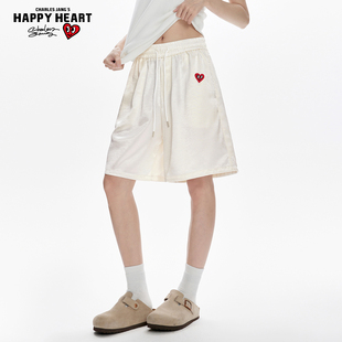 休闲短裤 五分裤 男女凉感宽松直筒裤 松弛薄款 子美式 查尔斯桃心夏季