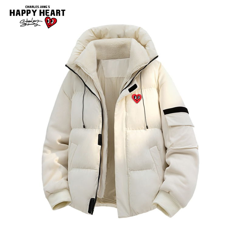 查尔斯桃心美式拼接冬季2025新款棉服男女宽